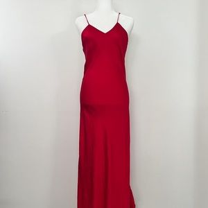Red 100% silk slip dress